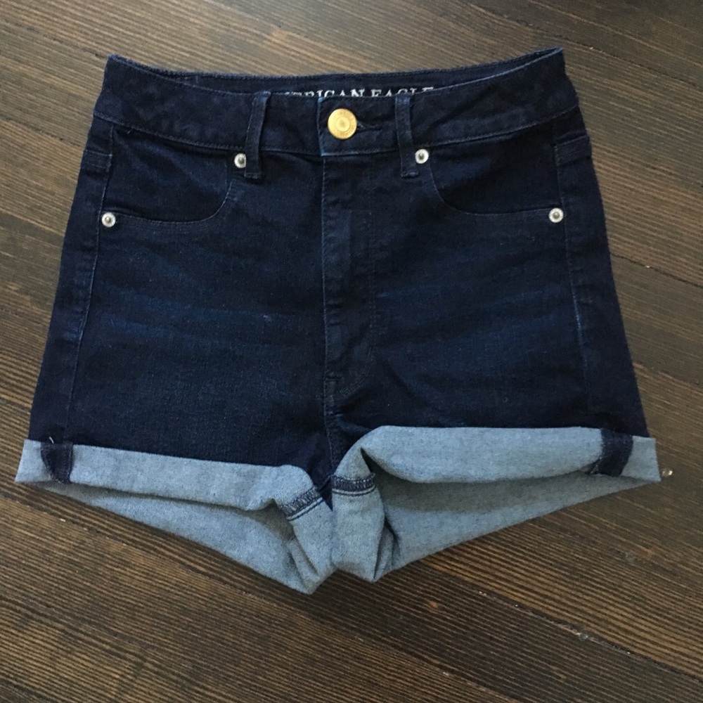 High waisted cuffed jean shorts